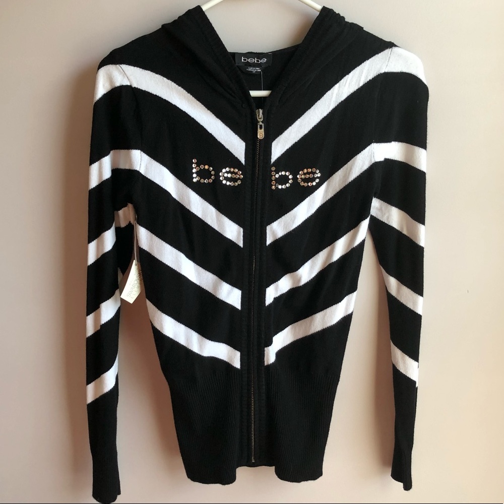 Bebe chevron zip up hoodie NWT!!